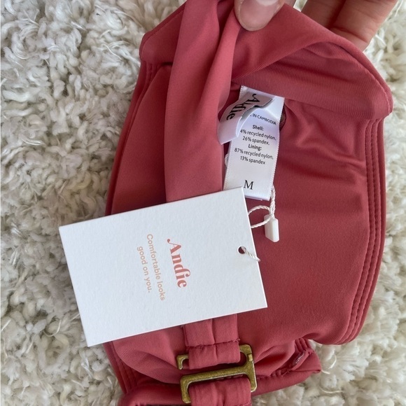 Andie Swim The Scala Top Swimming Suit Punch Pink Size Medium - Picture 4 of 11